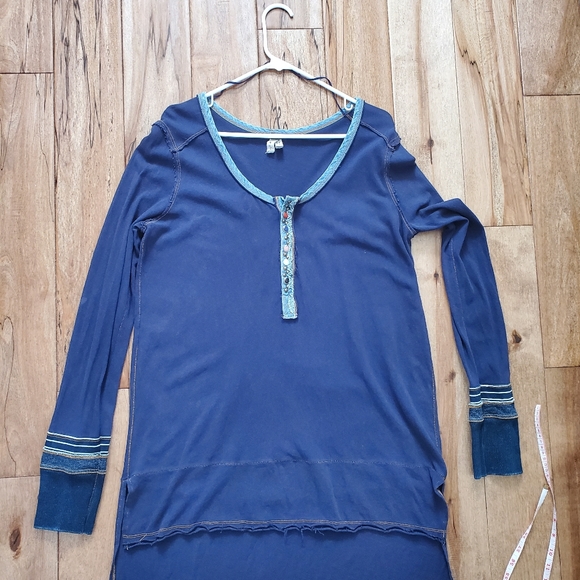 Free people boho cotton long sleeve stretchy Dress WOMEN'S Sz L - Picture 11 of 11